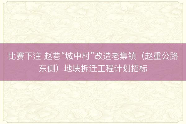 比赛下注 赵巷“城中村”改造老集镇（赵重公路东侧）地块拆迁工程计划招标
