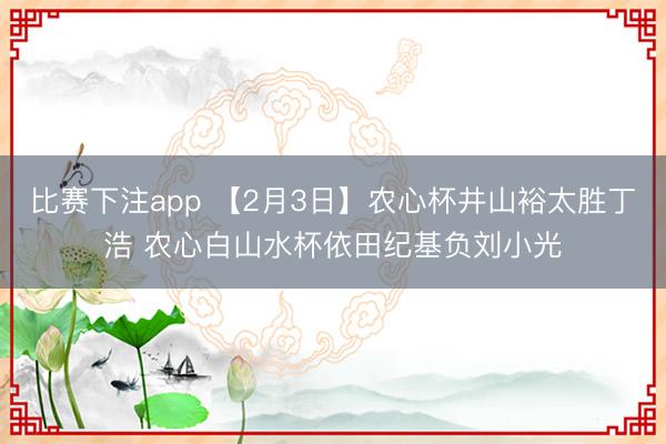 比赛下注app 【2月3日】农心杯井山裕太胜丁浩 农心白山水杯依田纪基负刘小光