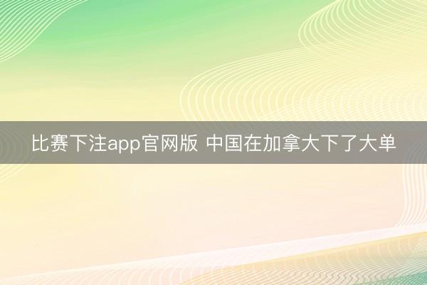 比赛下注app官网版 中国在加拿大下了大单