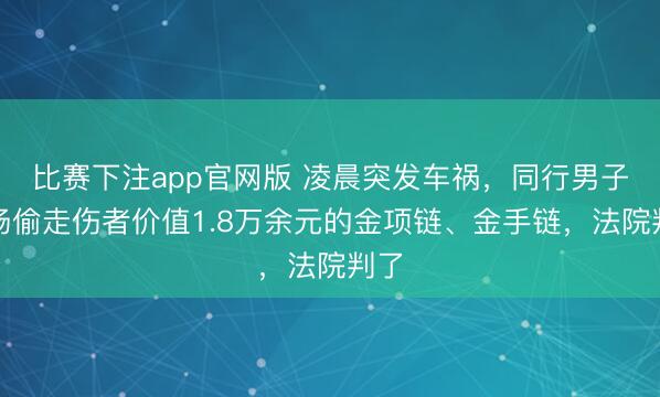 比赛下注app官网版 凌晨突发车祸，同行男子现场偷走伤者价值1.8万余元的金项链、金手链，法院判了