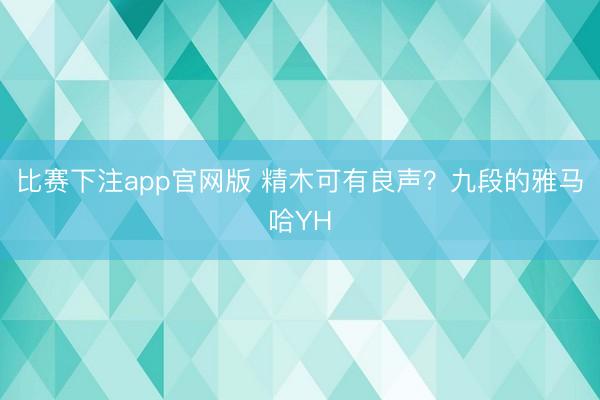 比赛下注app官网版 精木可有良声？九段的雅马哈YH