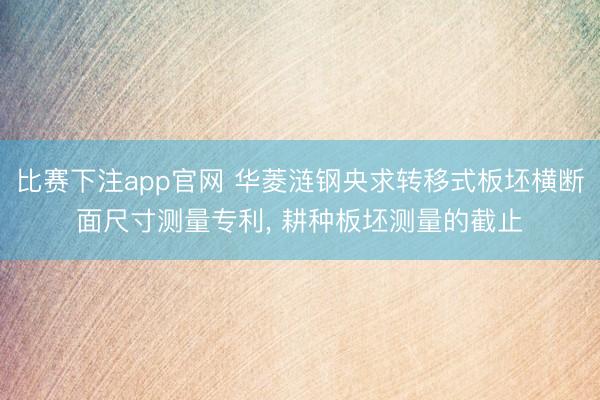比赛下注app官网 华菱涟钢央求转移式板坯横断面尺寸测量专利, 耕种板坯测量的截止