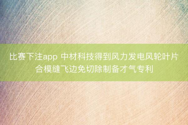 比赛下注app 中材科技得到风力发电风轮叶片合模缝飞边免切除制备才气专利