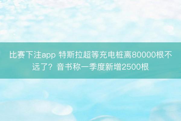 比赛下注app 特斯拉超等充电桩离80000根不远了?音书称一季度新增2500根