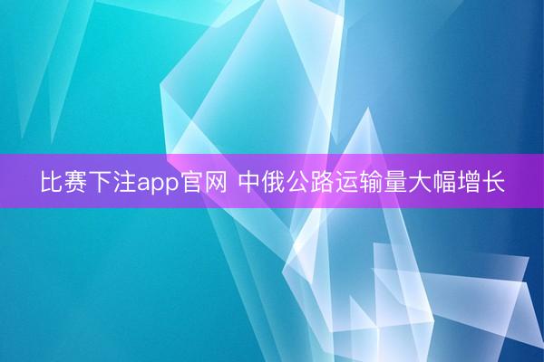 比赛下注app官网 中俄公路运输量大幅增长