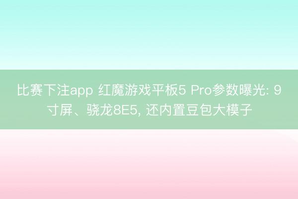 比赛下注app 红魔游戏平板5 Pro参数曝光: 9寸屏、骁龙8E5, 还内置豆包大模子