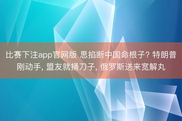 比赛下注app官网版 思掐断中国命根子? 特朗普刚动手， 盟友就捅刀子， 俄罗斯送来宽解丸