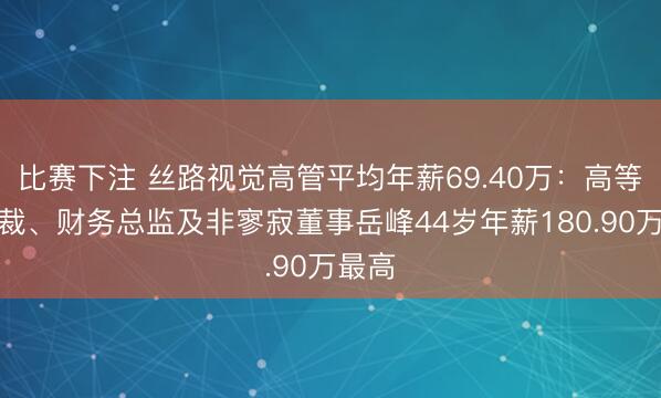 比赛下注 丝路视觉高管平均年薪69.40万：高等副总裁、财务总监及非寥寂董事岳峰44岁年薪180.90万最高