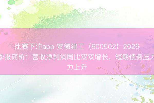 比赛下注app 安徽建工（600502）2026年一季报简析：营收净利润同比双双增长，短期债务压力上升