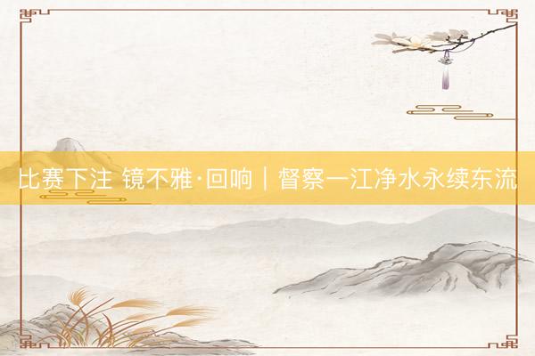 比赛下注 镜不雅·回响｜督察一江净水永续东流
