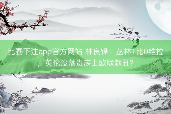 比赛下注app官方网站 林良锋：丛林1比0维拉，英伦没落贵族上欧联献丑？