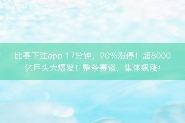 比赛下注app 17分钟，20%涨停！超8000亿巨头大爆发！整条赛谈，集体飙涨！