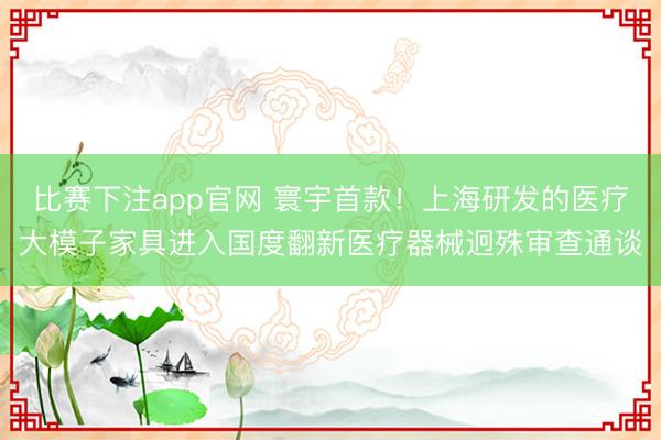比赛下注app官网 寰宇首款！上海研发的医疗大模子家具进入国度翻新医疗器械迥殊审查通谈